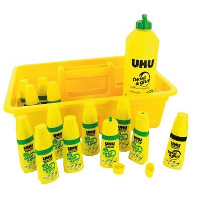 UHU   Schoolpack de 12 flacons Twist and Glue + recharge 500ml