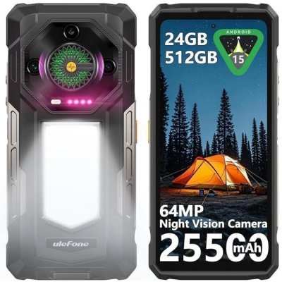 ULEFONE  Armor 33 T&eacute;l&eacute;phone Portable Incassable 24Go+512Go 25500mAh 6,95"" FHD+ NFC Noir