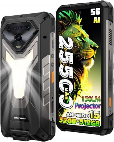 NOUVELLE TECHNOLOGIE 55 Ulefone Armor 34 Pro 5G T&eacute;l&eacute;phone Portable Incassable 32Go+512Go 25500mAh 6.95"" 1100LM