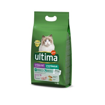 ULTIMA  croquettes pour chat &agrave; la dinde (st&eacute;rilis&eacute; d'int&eacute;rieur) - 3 kg
