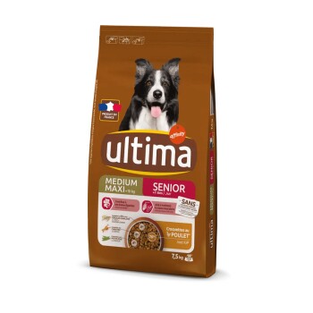 ULTIMA  Medium-Maxi Senior Croquettes Poulet/Riz pour Chien 7,5 kg