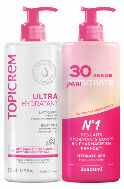 TOPICREM Ultra hydratant lait corps 2x500ml