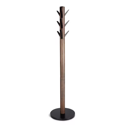 Umbra Flapper - Porte-mantau sur pied, Bois d'h&eacute;v&eacute;a, Noir/Noyer
