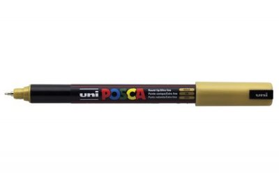 POSCA UNI-BALL Marqueur Pte calibr&eacute;e extra-fine  PC1MR 0,7mm Or