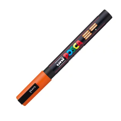 POSCA UNI-BALL Marqueur Pte conique fine  PC3M 0,9 - 1,3mm Orange Fonc&eacute;