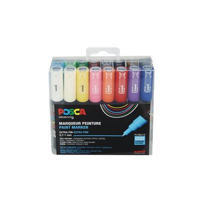 POSCA UNIBALL Set de 16 Marqueurs PC1MC Pte conique extra-fine Assortis