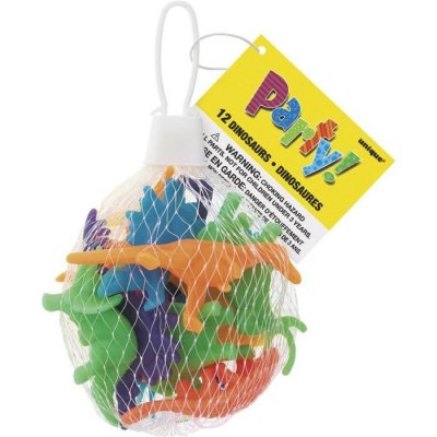 UNIQUE  Party - 74014 - Paquet de 12 Jouets Dinosaures pour Pochettes - Cadeau