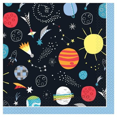 UNIQUE  serviettes Spacede table - D&eacute;jeuner 23 cm bleu 16 pi&egrave;ces