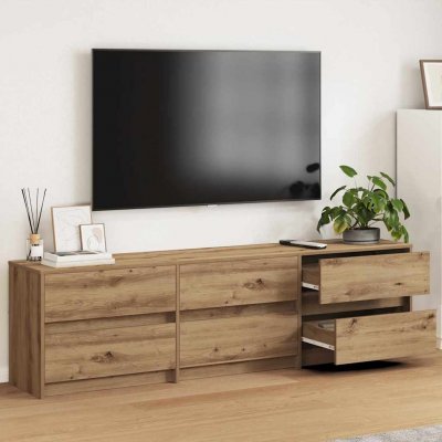 VIDAXL Unites Tv Montage Mural 2 Pcs Ch&ecirc;ne Artisanal 180 X 34 X 50 Cm 