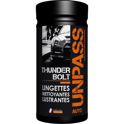 UNPASS  - nettoyant auto - 80 lingettes , microfibre , &eacute;tui/fourreau