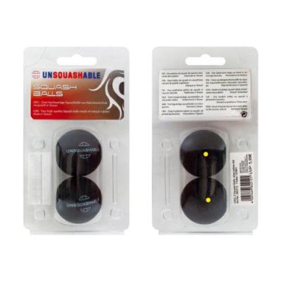 UNSQUASHABLE  Balles de squash (paquet de 2)-Noir (Point Jaune)