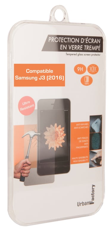 URBAN FACTORY  verre tremp&eacute; pour samsung j3 (2016) URBFVTSJ32016