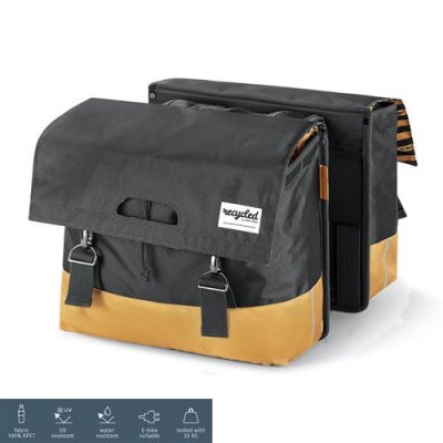URBAN PROOF  double sacoche 40 litres de poly&eacute;thyl&egrave;ne gris/jaune