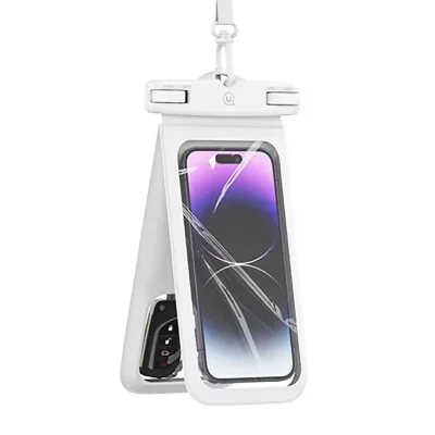 USAMS  &Eacute;tui &Eacute;tanche pour Smartphone 7"" Double Poche IP68 Blanc