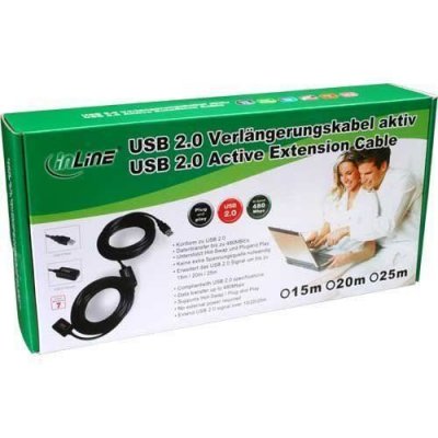 INLINE Usb 2.0 actif-rallonge, &reg;, prise a &agrave; prise femelle a 20m