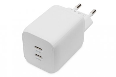 DIGITUS USB-C Mini charger, 2-Port, 65W 2x USB-C, 45W+20W, white DA-10063