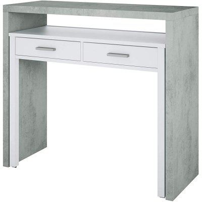 Usinestreet Bureau extensible CLEA 2 tiroirs L99cm - Blanc / B&eacute;ton