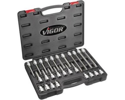VIGOR V1918 denture multiple (XZN) Jeu de douilles-embouts 26 pi&egrave;ces 1/2 (12.5 mm)