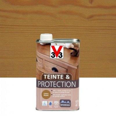 V33  101686 Teinte et Protection Meubles et Boiseries, Ch&ecirc;ne Moyen 0,5L
