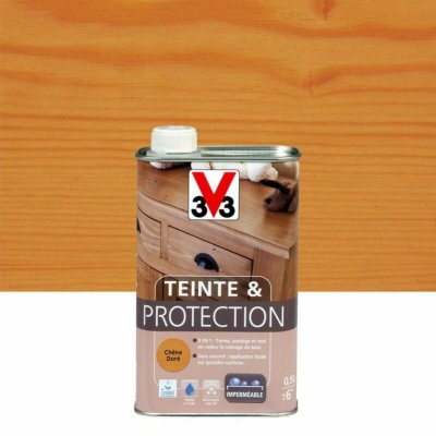 V33 101687 Teinte et Protection Meubles et Boiseries, Ch&ecirc;ne Dor&eacute; 0,5L