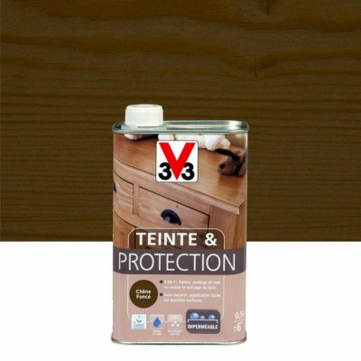 V33  101688 Teinte et Protection Meubles et Boiseries, Ch&ecirc;ne Fonc&eacute; 0,5L