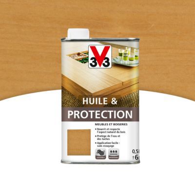 V33  Huile et Protection pour Meubles et Boiseries, Miel 0,5l 102220