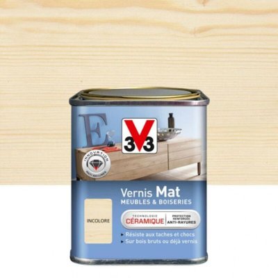 V33  Vernis Int&eacute;rieur Mat Meubles et Boiseries, Incolore 0,25 L