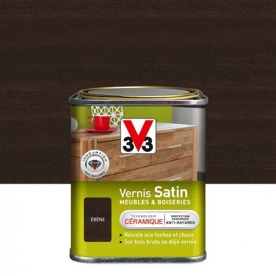 V33  Vernis int&eacute;rieur Satin meubles & boiseries, Eb&egrave;ne 0,25L