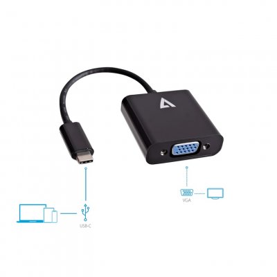 V7  Adaptateur Vid&eacute;o - Type C M&acirc;le USB to HD-15 Femelle VGA - Noir