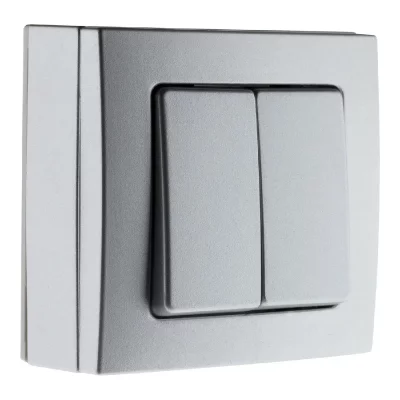 ZENITECH Va & Vient double 10A saillie borne auto Gris - Bel'Vue