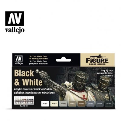 VALLEJO VAL70151 - Model Color Set - Black and White (x8) - Mod&eacute;lisation plastique Peintures