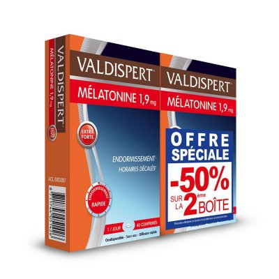 VALDISPERT  M&eacute;latonine 1,9 mg lot de 2 x 40 comprim&eacute;s