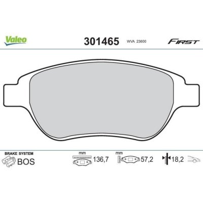 VALEO  Jeu de plaquettes de frein avant 301465