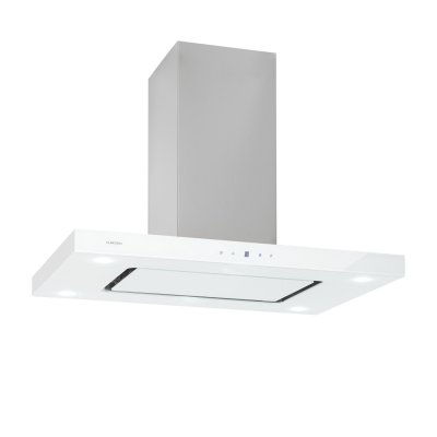 KLARSTEIN Valeria hotte &icirc;lot 90 cm 650 m&sup3;/h tactile CEE A LED verre inox blanc