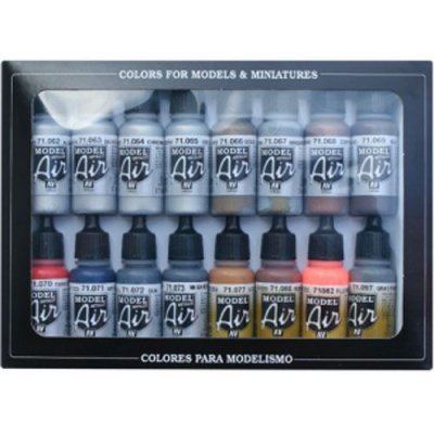 GENERIQUE Vallejo Lot de 16&nbsp;pots de peinture acrylique pour Air Brush Couleurs assorties Effet m&eacute;tallis&eacute;