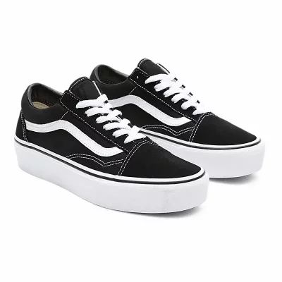 VANS  Old Skool Platform, Baskets Femme, Noir Black White Y28, 36 EU