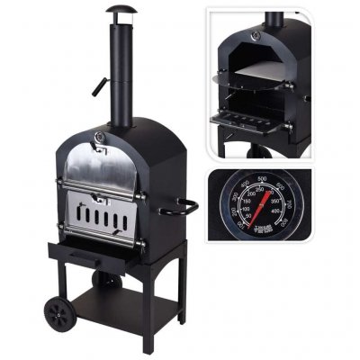 PROGARDEN Vargan - Barbecue &agrave; charbon de bois - four &agrave; pizza - fumoir - 3 en 1