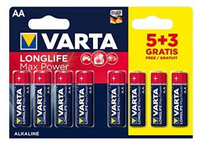 VARTA  5+3 Piles Alcalines AA / LR6  LongLife Max Power