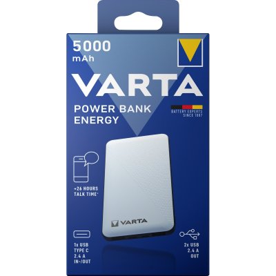 VARTA  Energy 5.000mah 2xusb A/1xusb C Powerbank Blanc