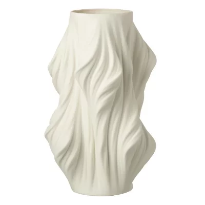 PARIS PRIX Vase D&eacute;co en Porcelaine ""Impression 3D"" 40cm Blanc