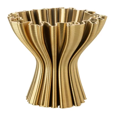 PARIS PRIX Vase Design en Porcelaine ""Impression 3D"" 25cm Dor&eacute;