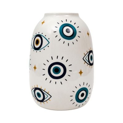 THE HOME DECO FACTORY Vase Design ""Louxor"" 22cm Bleu & Blanc