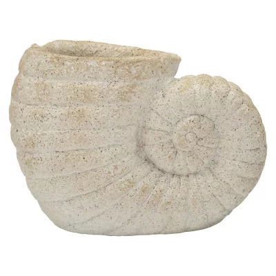 MAURO FERRETTI Vase en c&eacute;ramique beige en forme de coquillage, 33 x 19 x 23 cm
