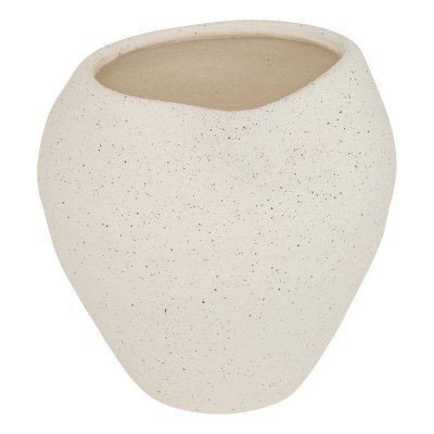 ATMOSPHERA Vase Sien H23,5cm gr&egrave;s blanc -  cr&eacute;ateur d'int&eacute;rieur