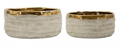 MAURO FERRETTI Vases en c&eacute;ramique lot de deux pi&egrave;ces, &Oslash; 22,5x10,5 cm -18x8,5 cm