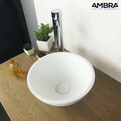 Vasque &agrave; poser ronde 30 cm en Solid surface - Bol&eacute;a