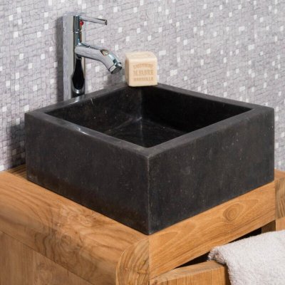 Vasque salle de bain en marbre milan noir 30cm 32026-30