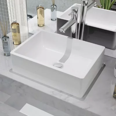Vasque sur plan rectangulaire et blanche 41 x 30 x 12 cm Vida XL