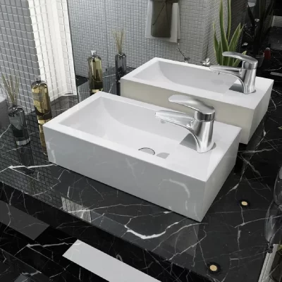 Vasque sur plan rectangulaire et blanche 46 x 25 x 12 cm Vida XL