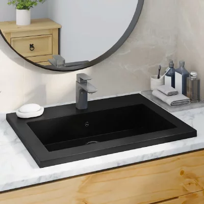 Vasque sur plan rectangulaire et noire 60 x 45 x 12 cm Vida XL
